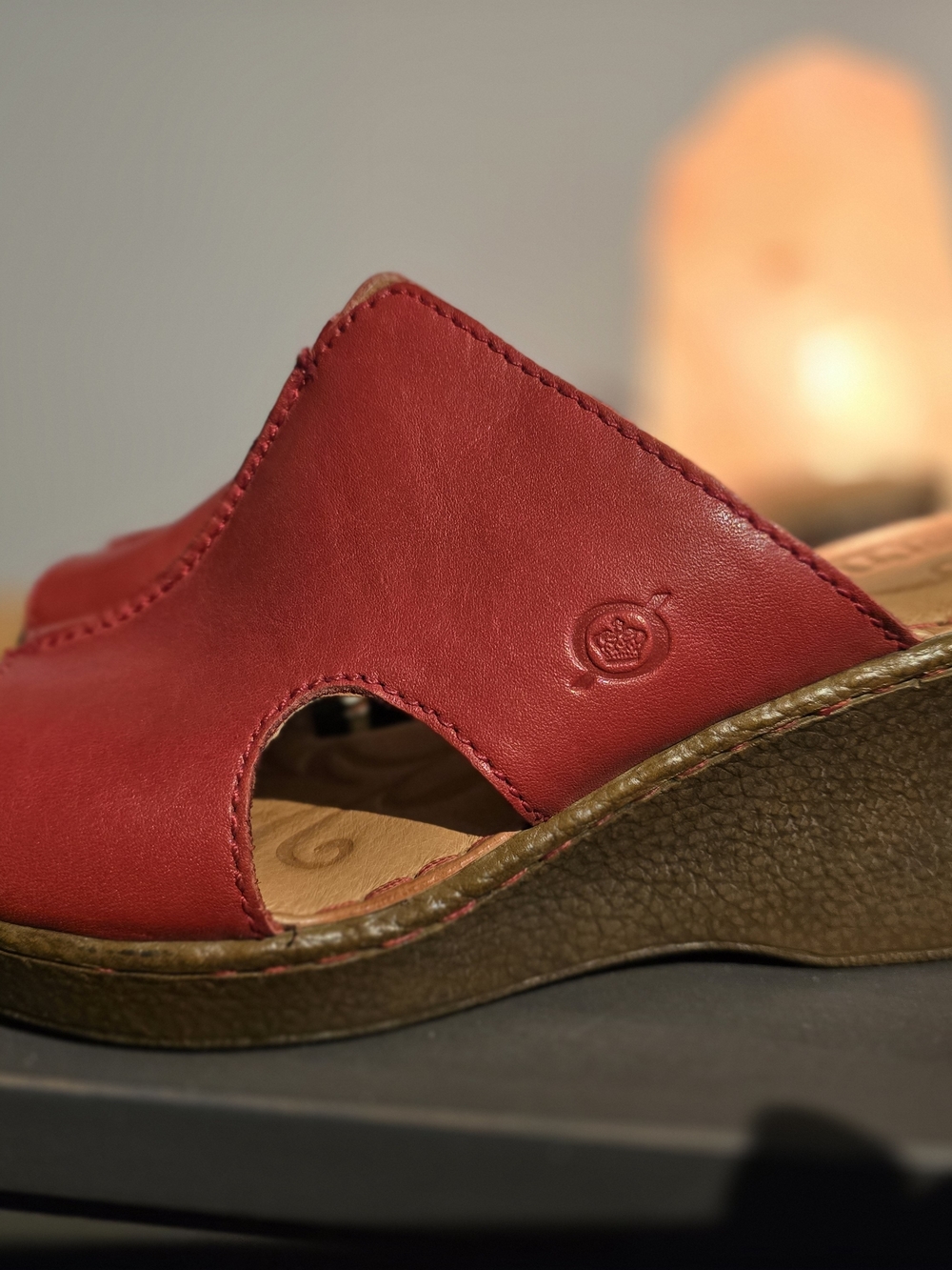 Born Red Leather Slip-On Wedge Mule